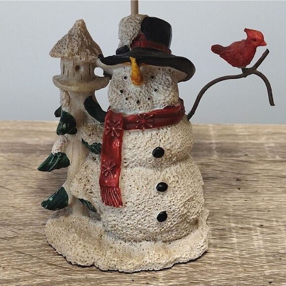 VTG Set of 2 Christmas Ceramic Snowman Metal Shade Tealight Holders - Picture 5 of 16